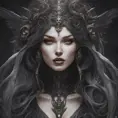 Alluring matte portrait of the beautiful goddess of death Ker in black, 8k, Highly Detailed, Intricate, Realistic, Sharp Focus, Volumetric Lighting, Fantasy, Elegant by Stanley Artgerm Lau, Alphonse Mucha, WLOP