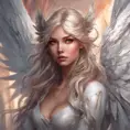 Alluring matte portrait of a beautiful Katarina with wings, 8k, Highly Detailed, Intricate, Half Body, Realistic, Sharp Focus, Volumetric Lighting, Fantasy, Elegant by Stanley Artgerm Lau, Alphonse Mucha, WLOP