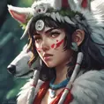 portrait of princess mononoke, 4k, 4k resolution, 8k, Hyper Detailed, Anime by Stanley Artgerm Lau