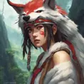 portrait of princess mononoke, 4k, 4k resolution, 8k, Hyper Detailed, Anime by Stanley Artgerm Lau