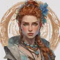 Anime portrait of Aloy, Highly Detailed, Intricate, Artstation, Beautiful, Digital Painting, Sharp Focus, Concept Art, Elegant by Alphonse Mucha