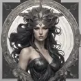 Alluring matte portrait of the beautiful goddess Artemis in black in the style of Stefan Kostic, 8k, Highly Detailed, Intricate, Realistic, Sharp Focus, Volumetric Lighting, Fantasy, Elegant by Stanley Artgerm Lau, Alphonse Mucha, WLOP