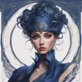 Alluring matte portrait of a beautiful A2 wearing dark blue, 8k, Highly Detailed, Intricate, Half Body, Realistic, Sharp Focus, Volumetric Lighting, Fantasy, Elegant by Stanley Artgerm Lau, Alphonse Mucha, WLOP, Stefan Kostic