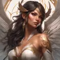 Alluring matte portrait of a beautiful Nidalee with wings, 8k, Highly Detailed, Intricate, Half Body, Realistic, Sharp Focus, Volumetric Lighting, Fantasy, Elegant by Stanley Artgerm Lau, Alphonse Mucha, WLOP