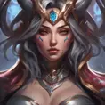 Matte portrait of Irelia from League of Legends with tattoos, 8k, Highly Detailed, Powerful, Alluring, Artstation, Magical, Digital Painting, Photo Realistic, Sharp Focus, Volumetric Lighting, Concept Art by Stanley Artgerm Lau, Alphonse Mucha, Greg Rutkowski