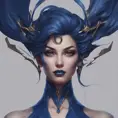 Alluring matte portrait of a beautiful Vayne in dark blue, 8k, Highly Detailed, Intricate, Half Body, Realistic, Sharp Focus, Volumetric Lighting, Fantasy, Elegant by Stanley Artgerm Lau, Alphonse Mucha, WLOP, Stefan Kostic