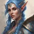 D&D concept art of gorgeous elven woman with blue hair in the style of Stefan Kostic, 8k, High Definition, Highly Detailed, Intricate, Half Body, Realistic, Sharp Focus, Fantasy, Elegant by Stanley Artgerm Lau, Luis Ricardo Falero