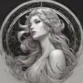 Alluring matte portrait of the beautiful goddess Selene in black, 8k, Highly Detailed, Intricate, Realistic, Sharp Focus, Volumetric Lighting, Fantasy, Elegant by Stanley Artgerm Lau, Alphonse Mucha, WLOP