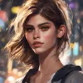 Anime portrait of Kaia Gerber, Highly Detailed, Intricate, Artstation, Beautiful, Digital Painting, Sharp Focus, Concept Art, Elegant