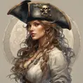 Alluring matte portrait of a beautiful female Pirate, 8k, Highly Detailed, Intricate, Half Body, Realistic, Sharp Focus, Volumetric Lighting, Fantasy, Elegant by Alphonse Mucha