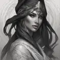 Alluring matte portrait of a beautiful veiled Nidalee wearing a black veil, 8k, Highly Detailed, Intricate, Half Body, Realistic, Sharp Focus, Volumetric Lighting, Fantasy, Elegant by Stanley Artgerm Lau, Alphonse Mucha, WLOP