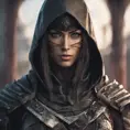 Alluring highly detailed matte portrait of beautiful female ninja wearing Assassin Creed armor in the style of Stefan Kostic, 8k, High Definition, Highly Detailed, Intricate, Half Body, Realistic, Sharp Focus, Fantasy, Elegant