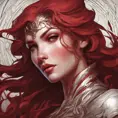 Alluring matte portrait of the beautiful Kayle in dark red, 8k, Highly Detailed, Intricate, Realistic, Sharp Focus, Volumetric Lighting, Fantasy, Elegant by Stanley Artgerm Lau, Alphonse Mucha, WLOP, Stefan Kostic