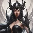 Alluring matte portrait of a fierce beautiful Irelia in black, 8k, Highly Detailed, Intricate, Half Body, Realistic, Sharp Focus, Volumetric Lighting, Fantasy, Elegant by Stanley Artgerm Lau, WLOP, Stefan Kostic