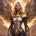 Matte portrait of Kayle from League of Legends with tattoos, 8k, Highly Detailed, Powerful, Alluring, Artstation, Magical, Digital Painting, Photo Realistic, Sharp Focus, Volumetric Lighting, Concept Art by Stanley Artgerm Lau, Alphonse Mucha, Greg Rutkowski