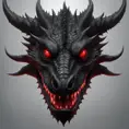 a black dragon with red eyes in 2d, 4k resolution, 8k, HDR, High Definition, High Resolution, Highly Detailed, Hyper Detailed, Ultra Detailed, Closeup of Face, Gothic and Fantasy, Gothic, Horns, Large Eyes, Soft Details, Strong Jaw, Digital Illustration