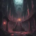 Hyper Detailed illustration of an eerie dystopian underground dungeon, 8k, Gothic and Fantasy, Horror, Epic, Sharp Focus, Deviantart by Alena Aenami