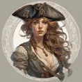 Alluring matte portrait of a beautiful female Pirate, 8k, Highly Detailed, Intricate, Half Body, Realistic, Sharp Focus, Volumetric Lighting, Fantasy, Elegant by Alphonse Mucha