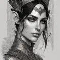 Alluring highly detailed matte portrait of a beautiful raven black haired half elf in the style of Stefan Kostic, 8k, High Definition, Highly Detailed, Intricate, Half Body, Realistic, Sharp Focus, Fantasy, Elegant