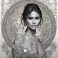 Alluring matte portrait of a beautiful Nina Dobrev, 8k, Highly Detailed, Intricate, Half Body, Realistic, Sharp Focus, Volumetric Lighting, Fantasy, Elegant by Alphonse Mucha