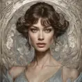 Alluring matte portrait of a beautiful Olga Kurylenko, 8k, Highly Detailed, Intricate, Half Body, Realistic, Sharp Focus, Volumetric Lighting, Fantasy, Elegant by Alphonse Mucha