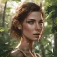 Closeup of a gorgeous female in foliage and the style of stefan kostic, 8k, High Definition, Digital Illustration, Bokeh effect, Photo Realistic, Sharp Focus by WLOP