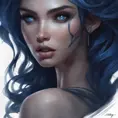 Alluring matte portrait of a fierce beautiful Lyx in dark blue, 8k, Highly Detailed, Intricate, Half Body, Realistic, Sharp Focus, Volumetric Lighting, Fantasy, Elegant by Stanley Artgerm Lau, WLOP, Stefan Kostic