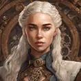 Steampunk portrait of Daenerys Targaryen, Highly Detailed, Intricate, Artstation, Beautiful, Digital Painting, Sharp Focus, Concept Art, Elegant