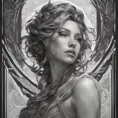 Alluring matte portrait of a beautiful A2 in black, 8k, Highly Detailed, Intricate, Half Body, Realistic, Sharp Focus, Volumetric Lighting, Fantasy, Elegant by Stanley Artgerm Lau, Alphonse Mucha, WLOP, Stefan Kostic