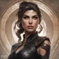 Alluring matte portrait of a beautiful Kassandra wearing black leather, 8k, Highly Detailed, Intricate, Half Body, Realistic, Sharp Focus, Volumetric Lighting, Fantasy, Elegant by Stanley Artgerm Lau, Alphonse Mucha, WLOP