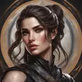 Alluring matte portrait of a beautiful Kassandra wearing black leather, 8k, Highly Detailed, Intricate, Half Body, Realistic, Sharp Focus, Volumetric Lighting, Fantasy, Elegant by Stanley Artgerm Lau, Alphonse Mucha, WLOP