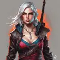 Ciri from The Witcher in Assassin's Creed style, Highly Detailed, Vibrant Colors, Ink Art, Fantasy, Dark by Stanley Artgerm Lau