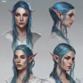 D&D concept art of gorgeous elven woman with blue hair in the style of Stefan Kostic, 8k, High Definition, Highly Detailed, Intricate, Half Body, Realistic, Sharp Focus, Fantasy, Elegant by WLOP