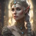 Alluring highly detailed matte portrait of a beautiful elf queen in the style of Stefan Kostic, 8k, High Definition, Highly Detailed, Intricate, Half Body, Realistic, Sharp Focus, Fantasy, Elegant