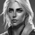 Black & White portrait of Ciri, Highly Detailed, Intricate, Artstation, Beautiful, Digital Painting, Sharp Focus, Concept Art, Elegant