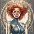 Alluring matte portrait of a beautiful Jean Grey from X-Men, 8k, Highly Detailed, Intricate, Half Body, Realistic, Sharp Focus, Volumetric Lighting, Fantasy, Elegant by Alphonse Mucha