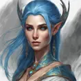 D&D concept art of gorgeous elven woman with blue hair in the style of Stefan Kostic, 8k, High Definition, Highly Detailed, Intricate, Half Body, Realistic, Sharp Focus, Fantasy, Elegant by Stanley Artgerm Lau, Luis Ricardo Falero