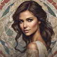 Alluring matte portrait of a beautiful Nina Dobrev, 8k, Highly Detailed, Intricate, Half Body, Realistic, Sharp Focus, Volumetric Lighting, Fantasy, Elegant by Alphonse Mucha