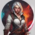 Ciri from The Witcher in Assassin's Creed style, Highly Detailed, Vibrant Colors, Ink Art, Fantasy, Dark by Stanley Artgerm Lau