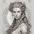 Alluring matte portrait of a beautiful Aloy, 8k, Highly Detailed, Intricate, Half Body, Realistic, Sharp Focus, Volumetric Lighting, Fantasy, Elegant by Alphonse Mucha