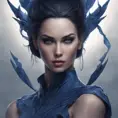 Alluring matte portrait of a fierce beautiful Vex in dark blue, 8k, Highly Detailed, Intricate, Half Body, Realistic, Sharp Focus, Volumetric Lighting, Fantasy, Elegant by Stanley Artgerm Lau, WLOP, Stefan Kostic