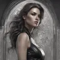 Alluring matte portrait of a beautiful A2 in black leather in the style of Stefan Kostic, 8k, Highly Detailed, Intricate, Half Body, Realistic, Sharp Focus, Volumetric Lighting, Fantasy, Elegant by Stanley Artgerm Lau, WLOP