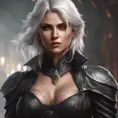 Alluring matte portrait of a beautiful Ciri wearing black leather, 8k, Highly Detailed, Intricate, Half Body, Realistic, Sharp Focus, Volumetric Lighting, Fantasy, Elegant by Stanley Artgerm Lau, WLOP