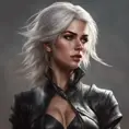 Alluring matte portrait of a beautiful Ciri wearing black leather, 8k, Highly Detailed, Intricate, Half Body, Realistic, Sharp Focus, Volumetric Lighting, Fantasy, Elegant by Stanley Artgerm Lau, WLOP