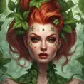 Closeup matte portrait of a tattooed Poison Ivy, symmetrical face, 8k, Highly Detailed, Intricate, Artstation, Matte Painting, Sharp Focus, Concept Art by Stanley Artgerm Lau, Greg Rutkowski