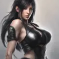 Alluring matte portrait of a beautiful Tifa Lockhart wearing black leather, 8k, Highly Detailed, Intricate, Half Body, Realistic, Sharp Focus, Volumetric Lighting, Fantasy, Elegant by Stanley Artgerm Lau, WLOP