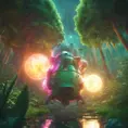 Studio ghibli, rocket explosion, jungle, solar, green technology, optimist future, 8k, Bokeh effect, Cinematic Lighting, Octane Render, Iridescence, Vibrant by Beeple, Asher Brown Durand, Dan Mumford, Greg Rutkowski, WLOP