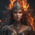 Alluring highly detailed matte portrait of a beautiful fire sorceress in the style of Stefan Kostic, 8k, High Definition, Highly Detailed, Intricate, Half Body, Realistic, Sharp Focus, Fantasy, Elegant