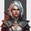 Ciri from The Witcher in Assassin's Creed style, Highly Detailed, Vibrant Colors, Ink Art, Fantasy, Dark by Stanley Artgerm Lau