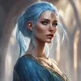 D&D concept art of gorgeous elven woman with blue hair in the style of Stefan Kostic, 8k, High Definition, Highly Detailed, Intricate, Half Body, Realistic, Sharp Focus, Fantasy, Elegant by Stanley Artgerm Lau, Luis Ricardo Falero